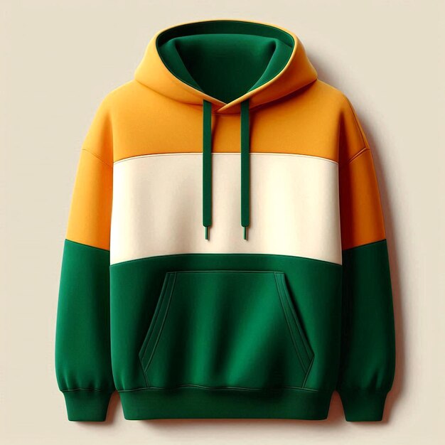 a green and yellow hoodie mockup base with a green and white stripe