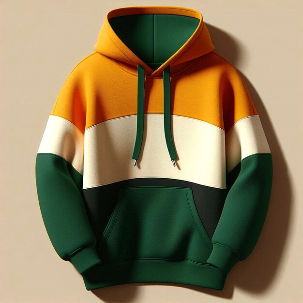 a green and yellow hoodie mockup base with a green and white stripe