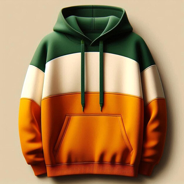 a green and yellow hoodie mockup base with a green and white stripe