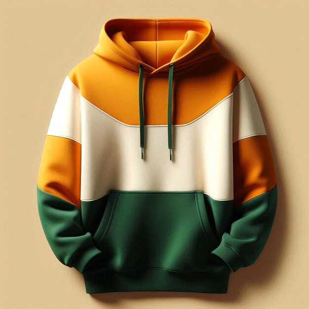 a green and yellow hoodie mockup base with a green and white stripe