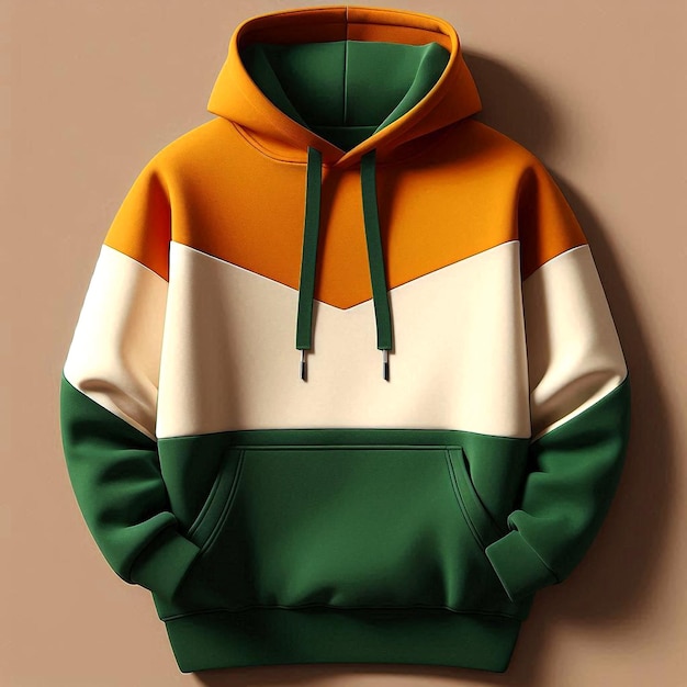 a green and yellow hoodie mockup base with a green and white stripe