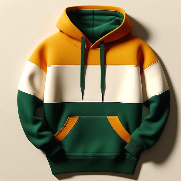 a green and yellow hoodie mockup base with a green and white stripe