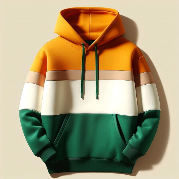 a green and yellow hoodie mockup base with a green and white stripe