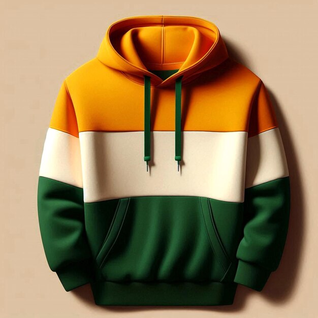 a green and yellow hoodie mockup base with a green and white stripe