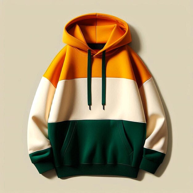 a green and yellow hoodie mockup base with a green and white stripe