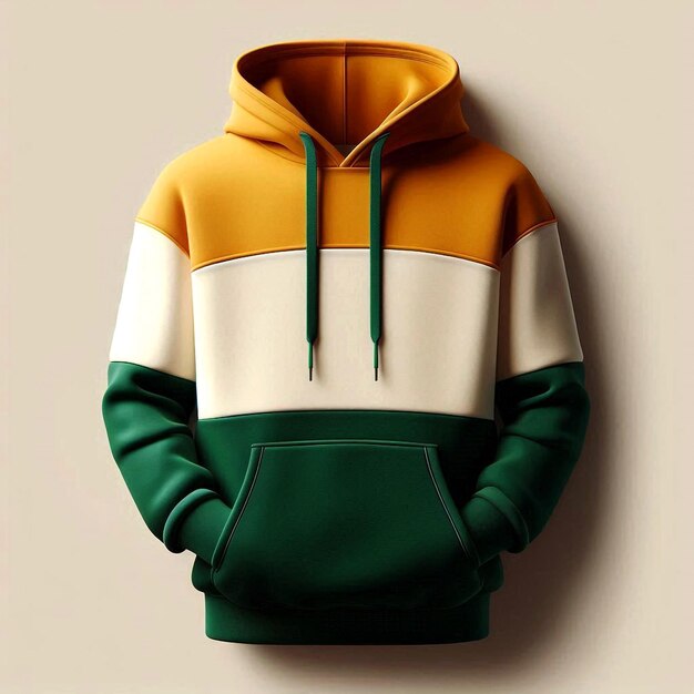 a green and yellow hoodie mockup base with a green and white stripe