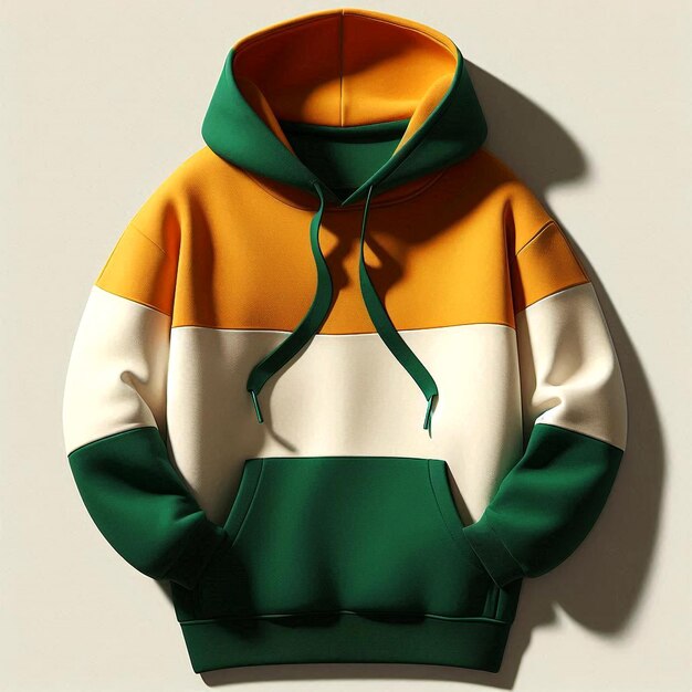 a green and yellow hoodie mockup base with a green and white stripe