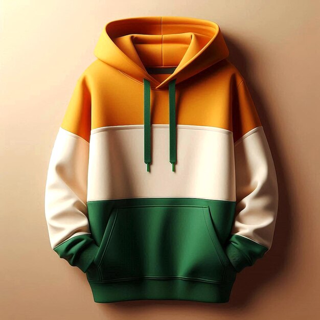 Photo a green and yellow hoodie mockup base with a green and white stripe