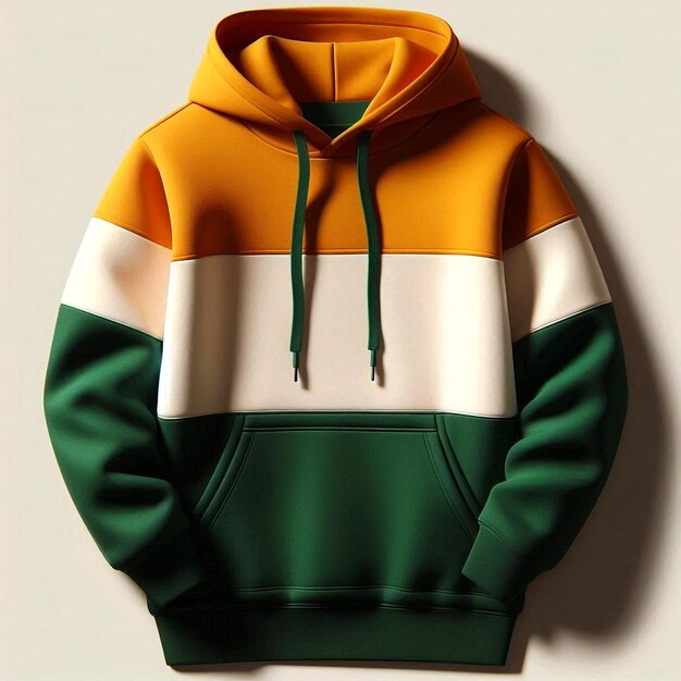 a green and yellow hoodie mockup base with a green and white stripe