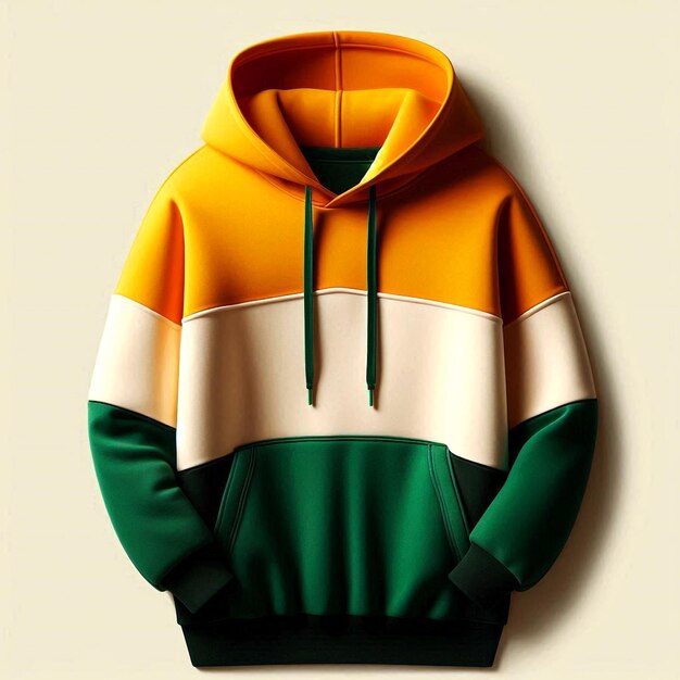 a green and yellow hoodie mockup base with a green and white stripe