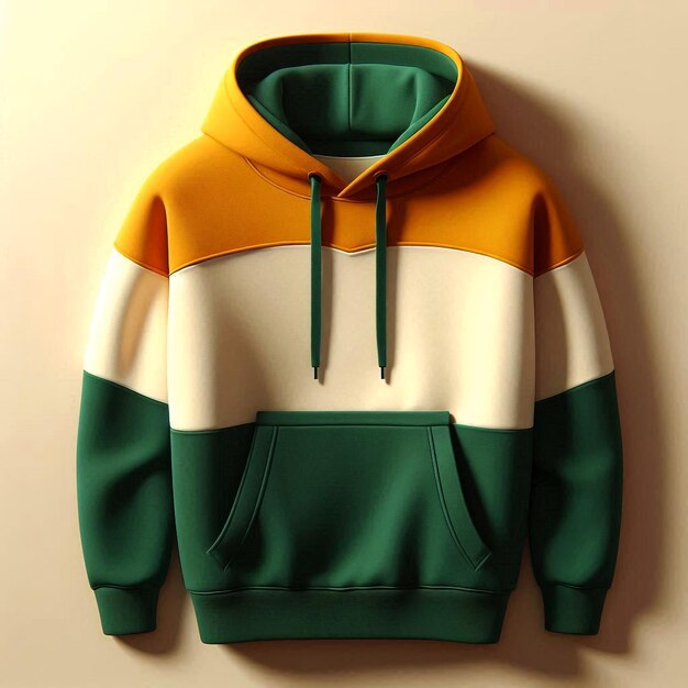 a green and yellow hoodie mockup base with a green and white stripe