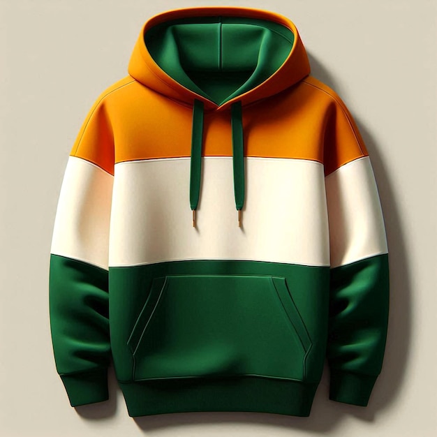 a green and yellow hoodie mockup base with a green and white stripe