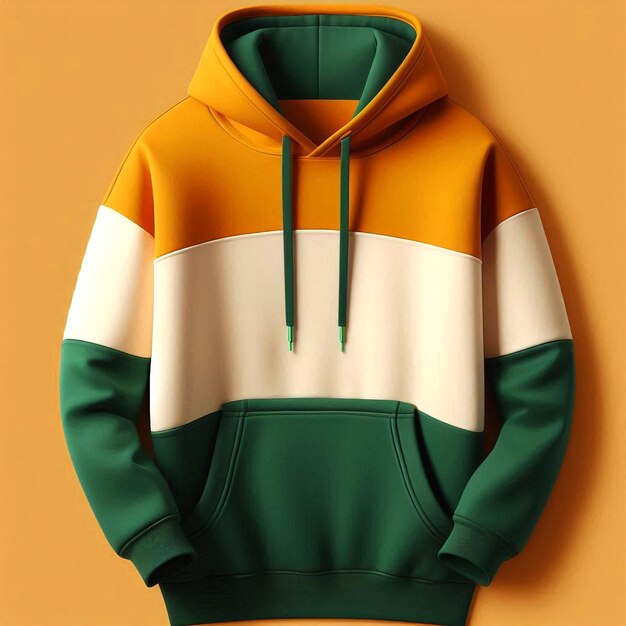 a green and yellow hoodie mockup base with a green and white stripe