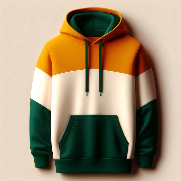 a green and yellow hoodie mockup base with a green and white stripe