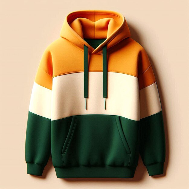 a green and yellow hoodie mockup base with a green and white stripe