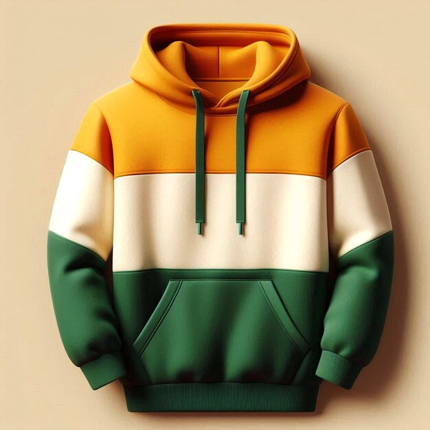 a green and yellow hoodie mockup base with a green and white stripe