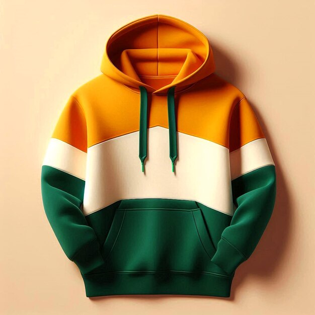 a green and yellow hoodie mockup base with a green and white stripe