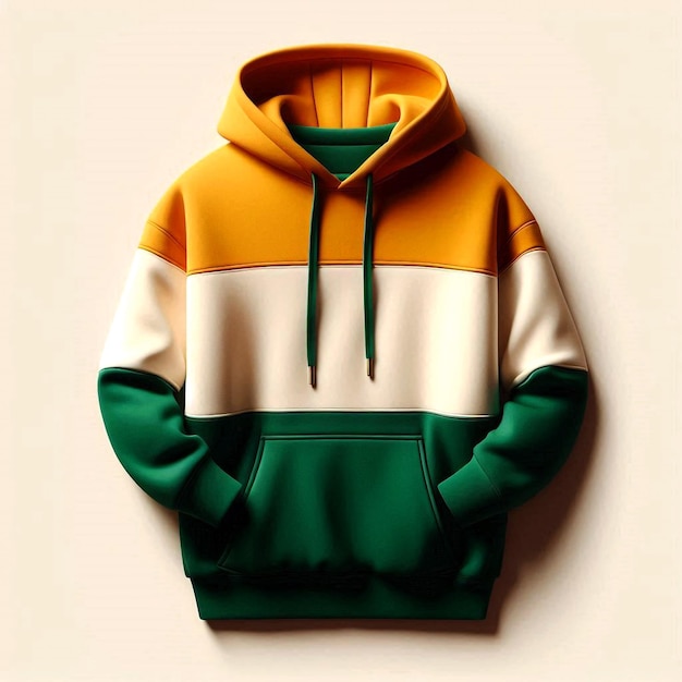 a green and yellow hoodie mockup base with a green and white stripe