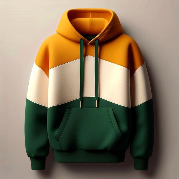 a green and yellow hoodie mockup base with a green and white stripe