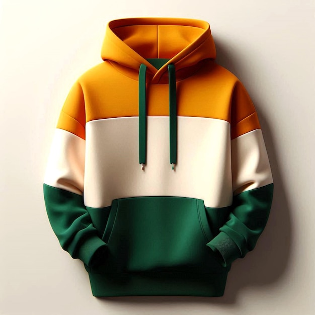 a green and yellow hoodie mockup base with a green and white stripe