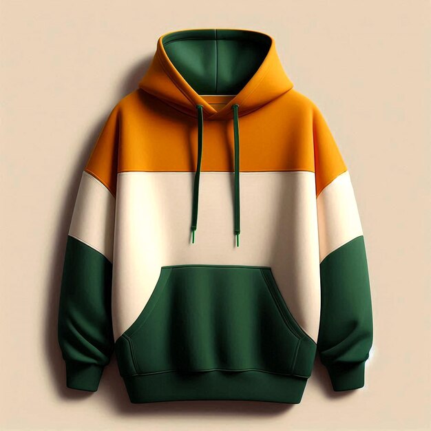 a green and yellow hoodie mockup base with a green and white stripe