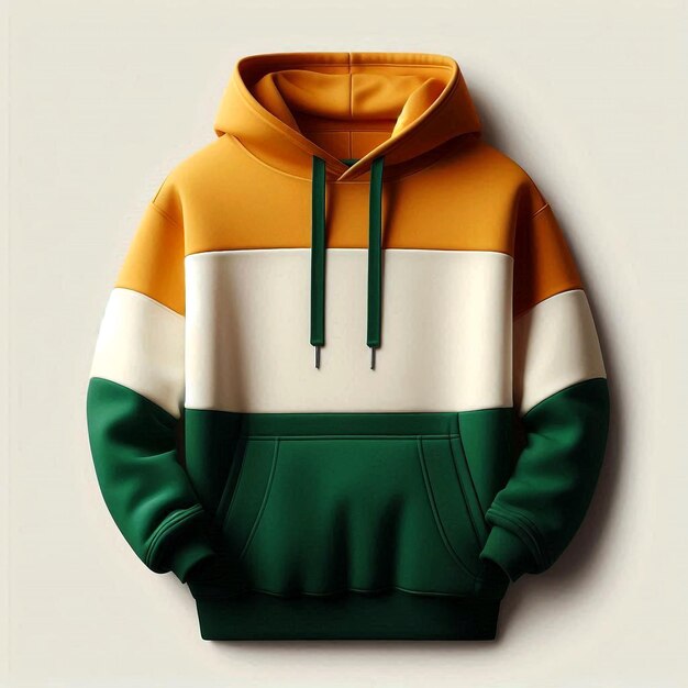 a green and yellow hoodie mockup base with a green and white stripe