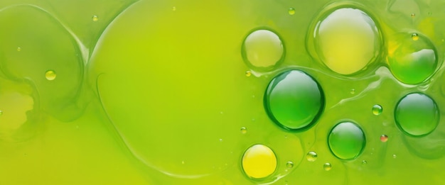 Green and Yellow Soap Bubbles Abstract Paint Design