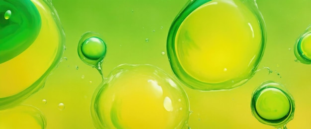 Green and Yellow Soap Bubbles Abstract Paint Design