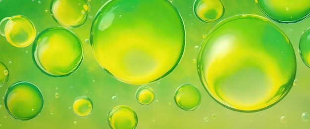 Green and Yellow Soap Bubbles Abstract Paint Design