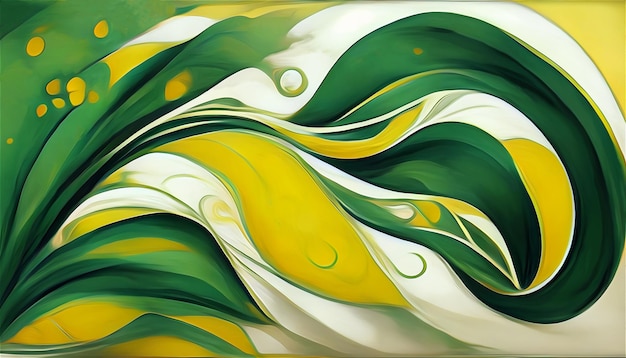 Green, yellow and white background with waves