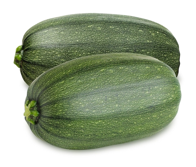 Green zucchini isolated on a white background with a clipping path Two vegetables