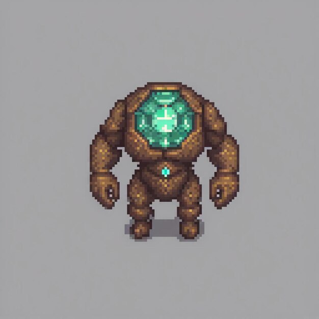 Greeneyed pixel art robot retro style