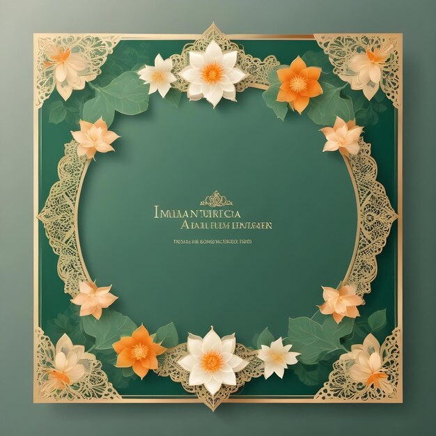 Photo greengolden luxurious wedding event and invitation card design