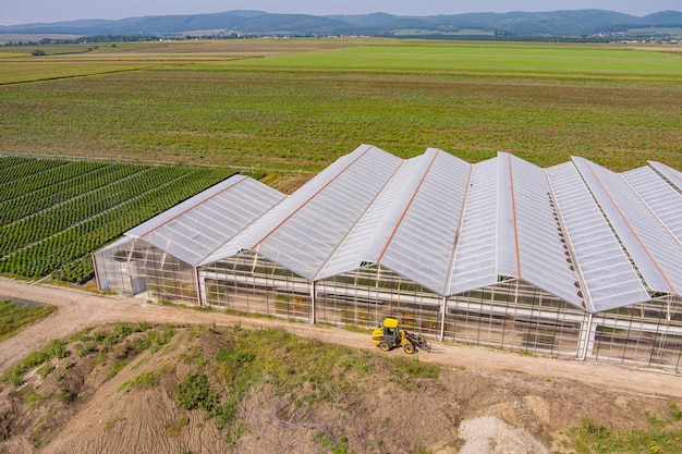 Greenhouse aerial scenic view