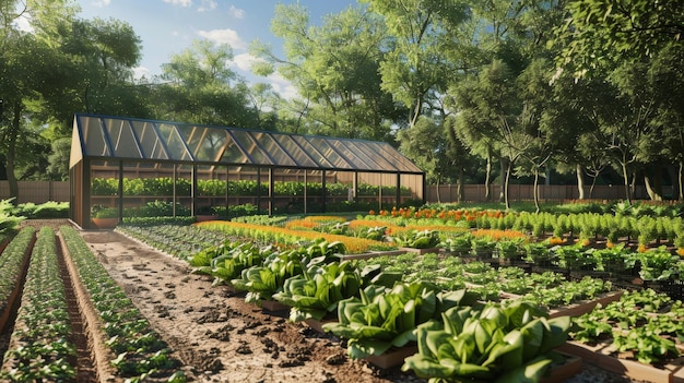 A greenhouse filled with plants and vegetables