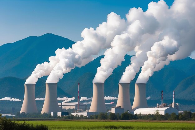 Photo greenhouse gases emitted from a thermal power plant