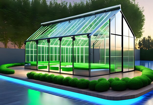 Photo greenhouse innovation showcase with automated irrigation system