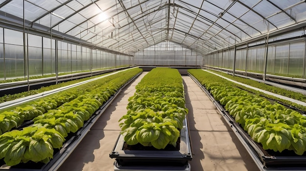 a greenhouse with many plants in it and one has a sun shining through the window