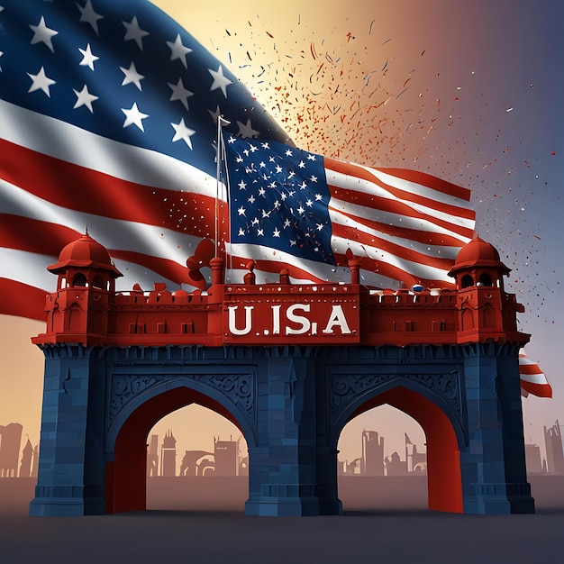 greeting 3d cultural dance democracy festival flag freedom graphic independence USA USA l