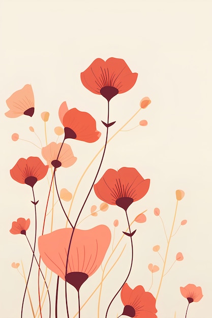 Greeting card design minimal floral design flat