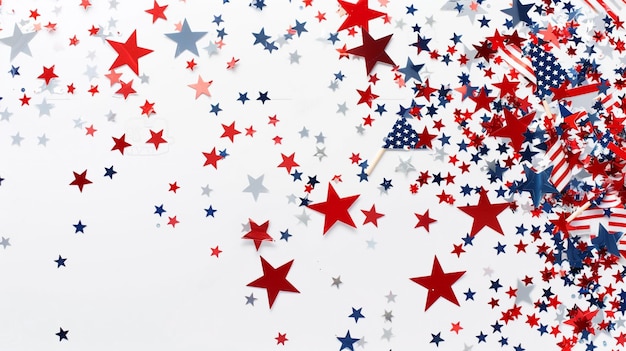 Greeting card design with stars and flags on transparency