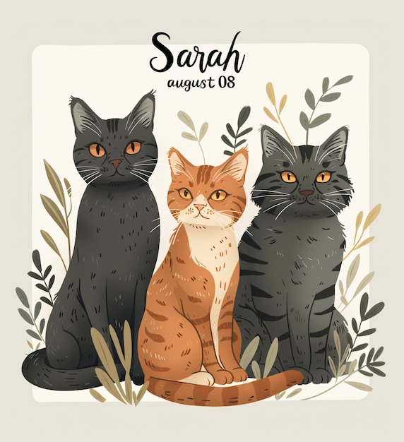 Photo greeting card for international cat day featuring adorable cat paws vector illustration in a flat s