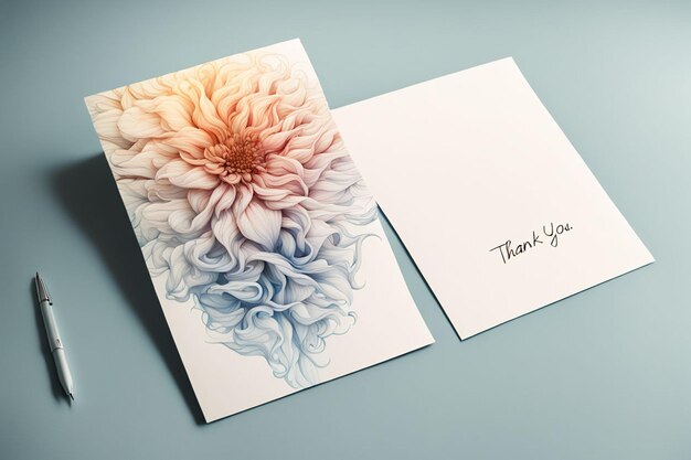 Photo a greeting card with a flower on it