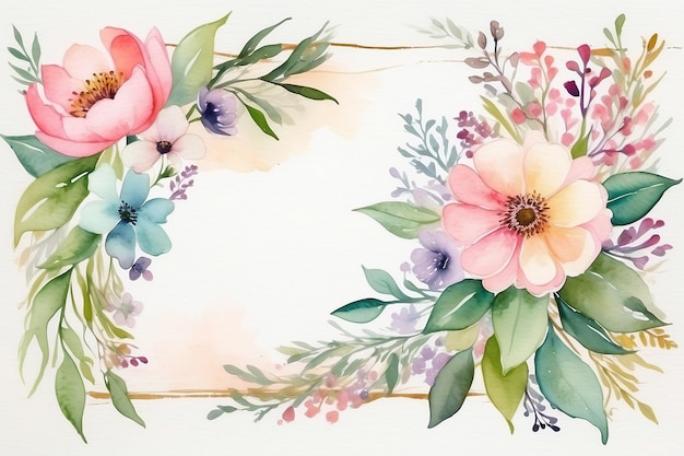 Greeting card with flowers Pastel colors Handmade Watercolor painting