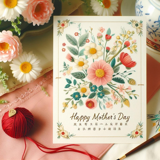 Photo a greeting card with a greeting card that says happy mothers day