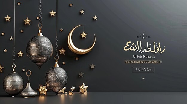 a greeting Islamic CelebrationRamadan and Eid Mubarak Design with Cresccard for the month of month