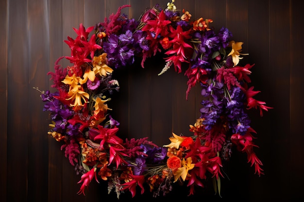 Greeting womens day with floral wreath