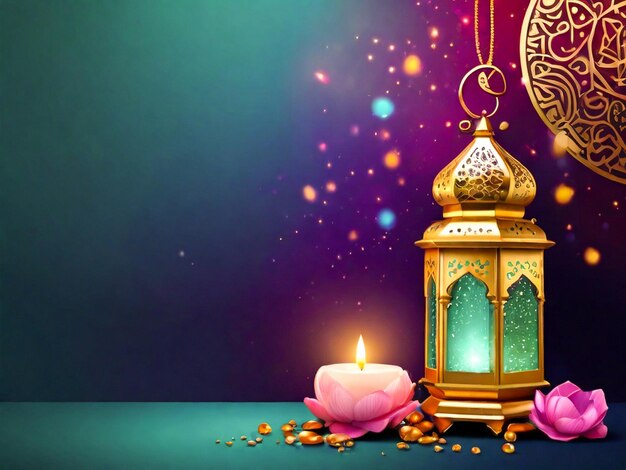 Greetings for Eid Mubarak with a colorful background