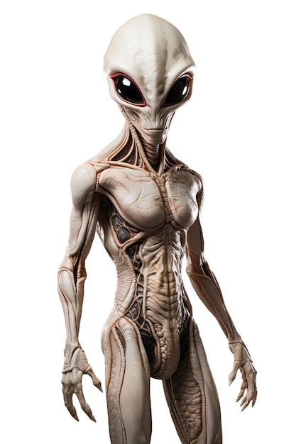 grey alien on a white isolated background