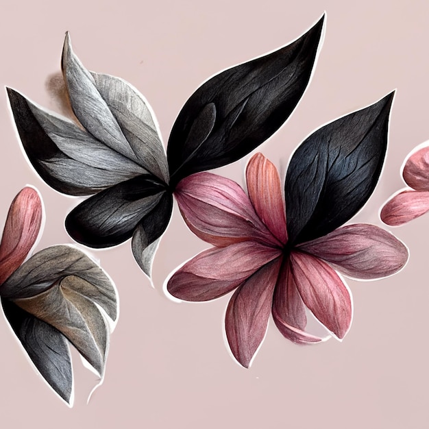 Grey black and pink abstract flower Illustration